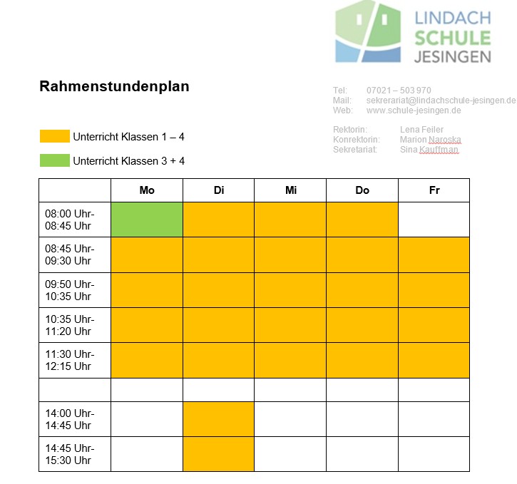 Rahmenstundenplan Bild