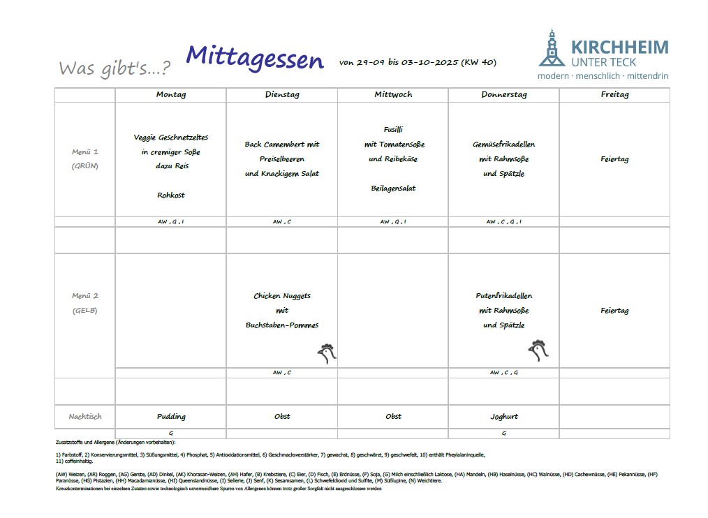Speiseplan KW 40 Bild