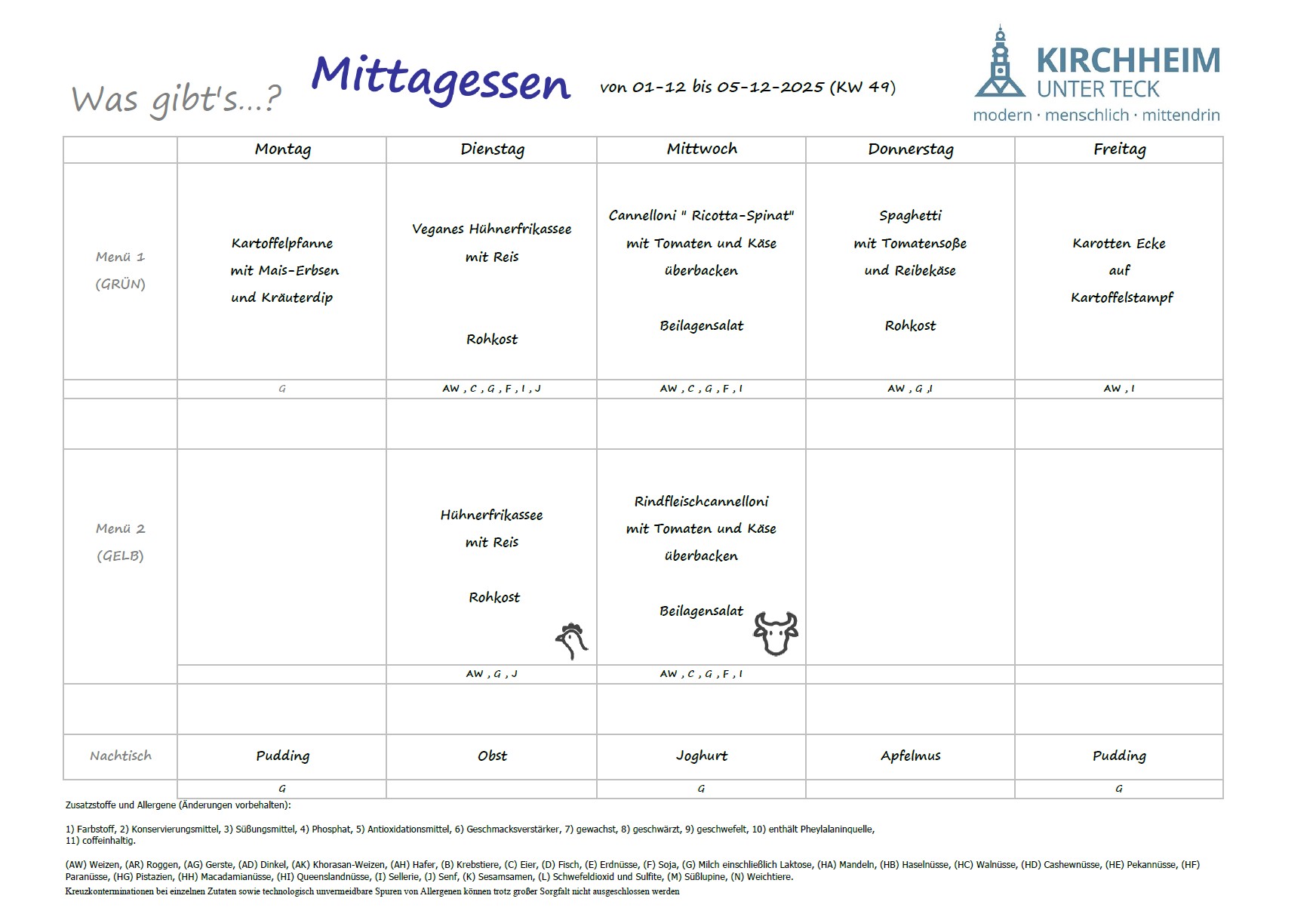 Speiseplan KW 49 Bild