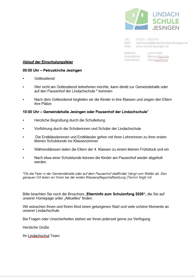 EINSCHULUNGSFEIER 2026 Bild