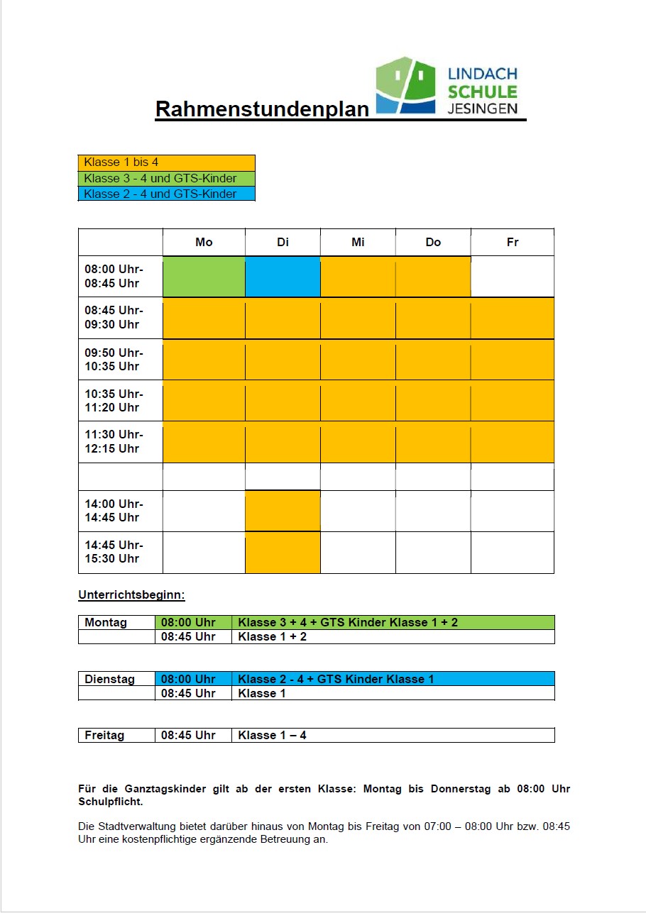 Rahmenstundenplan Schuljahr 2026/2027 Bild